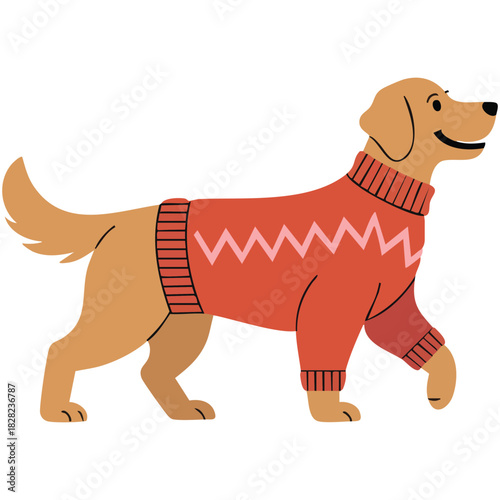 Cute golden retriever dog wearing cozy sweater vector