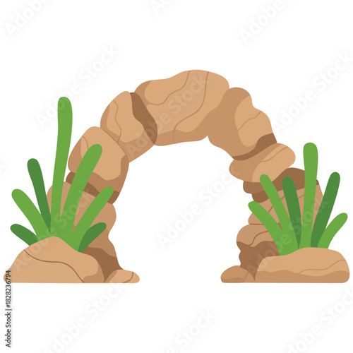 Fish tank stone arch icon cartoon vector for web design