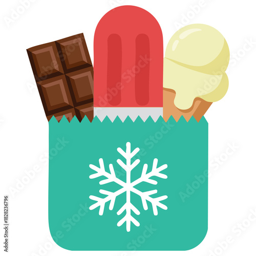 Mobile bag refrigerator with ice cream juice vector