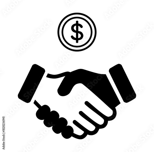 Cartoon Business Deal Icon Simple Logo Design Icon Digital