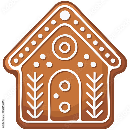 Gingerbread biscuit cookie cartoon icon for web design isolated vector illustration on white background