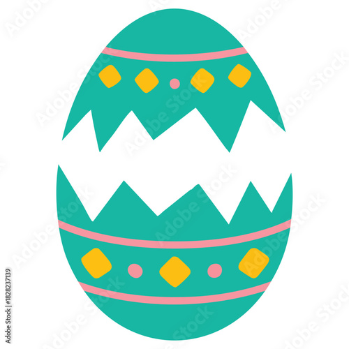Broken easter egg icon cracked shell design isolated vector illustration on white background