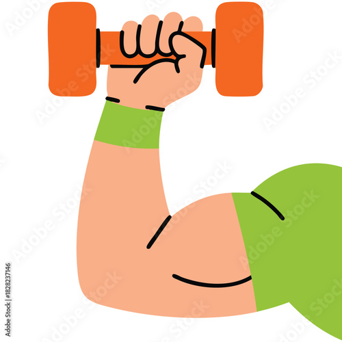 Hand holding dumbbell for sport fitness healthy lifestyle concept isolated vector illustration on white background