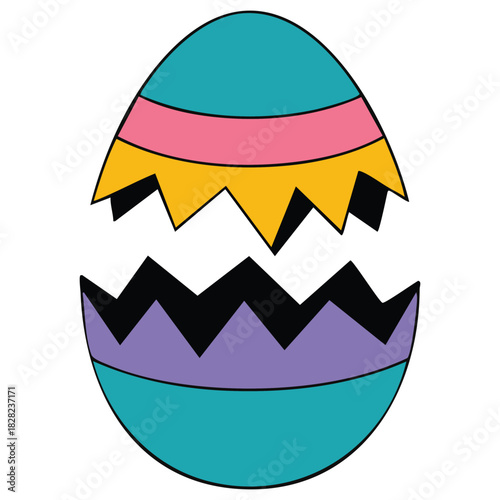 Cracked easter egg icon broken shell illustration isolated vector illustration on white background