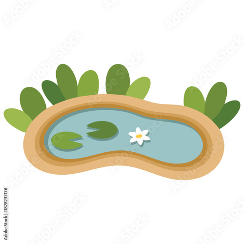Marshland with plants and water environment isolated vector illustration on white background