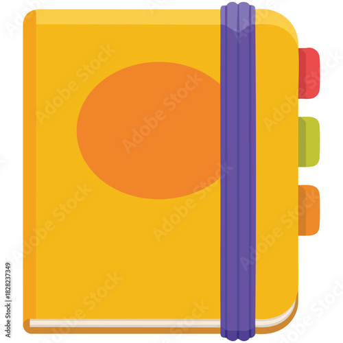 Vector flat style cute daily planner notebook with bookmarks isolated vector illustration on white background