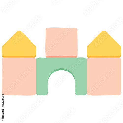 Building block castle toy icon cartoon illustration isolated vector illustration on white background