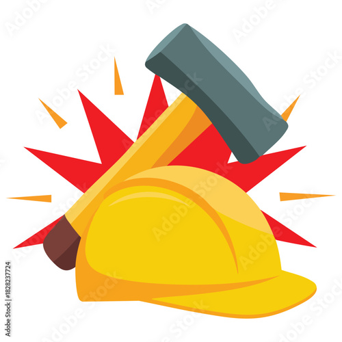 Construction accessories protective equipment for industrial safety isolated vector illustration on white background