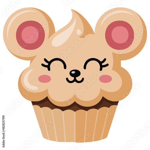 Sweet cupcake clipart cartoon birthday treat isolated vector illustration on white background