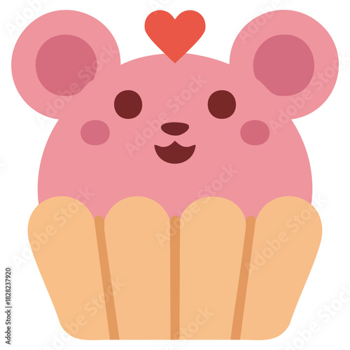 Birthday cupcake clipart cartoon sweet dessert isolated vector illustration on white background