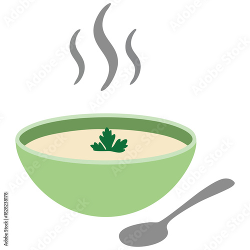Soup clip art with line design food illustration isolated vector illustration on white background
