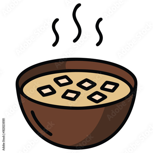 Soup vector illustration with filled line design isolated vector illustration on white background