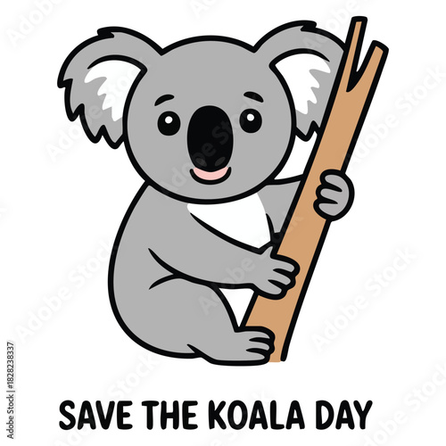 Koala paws hanging over wall cute Australian animal isolated vector illustration on white background