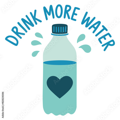 Cartoon water bottles with drink more water healthy lifestyle isolated vector illustration