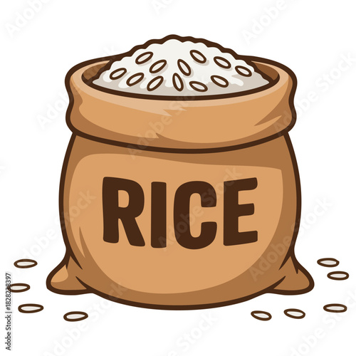 Rice sack package icon grain food product isolated vector illustration on white background