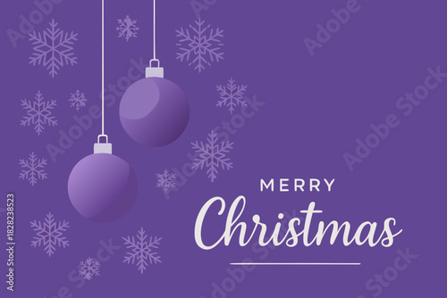 Elegant Merry Christmas design with ornaments and snowflakes for festive holiday greetings and cheerful seasonal celebrations