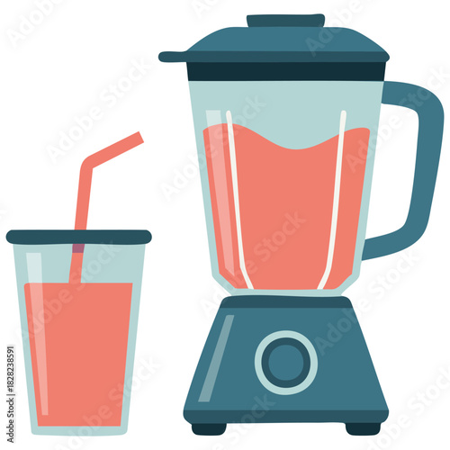 Blender making fruit smoothie kitchen appliance isolated vector illustration on white
