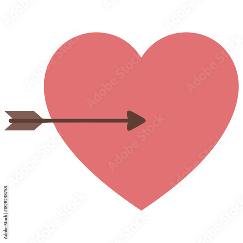 Valentine heart target with arrow cute cartoon isolated vector illustration on white