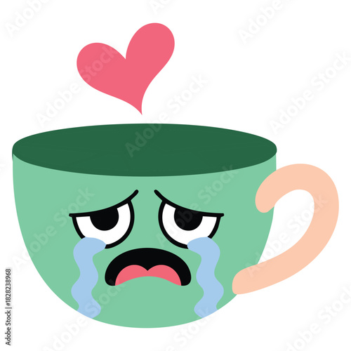 Emoji cup crying sad yellow emoticon isolated vector illustration on white background