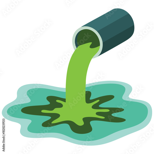 Industrial waste flowing into lake pollution isolated vector illustration on white
