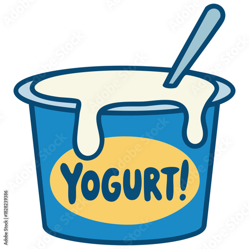 Freehand drawn cartoon yogurt healthy food isolated vector illustration on white