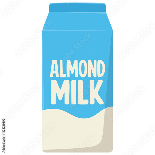 Almond milk paper package with nuts vegan drink isolated vector illustration on white