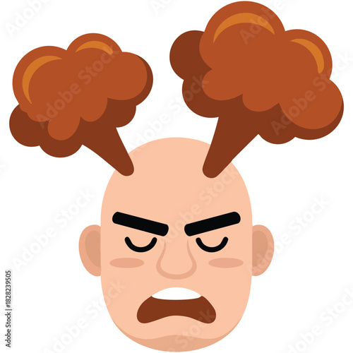 Burning brain angry man head flame emotion isolated vector illustration on white