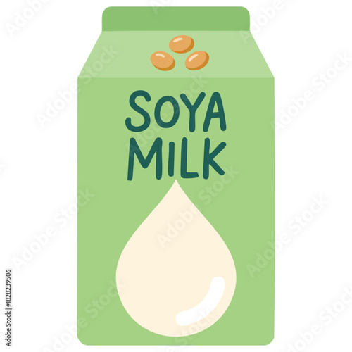 Soy milk illustration bottle vegetarian drink isolated vector illustration on white
