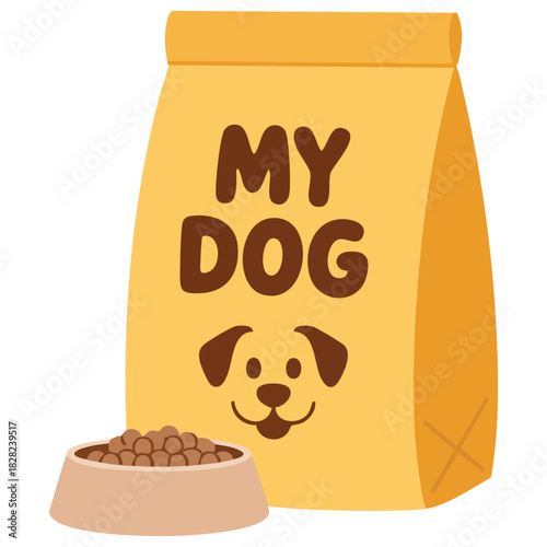 Dog food bag pouch icon cartoon illustration isolated vector illustration on white
