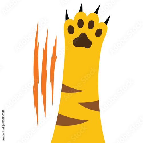 Violent kitten paw attack causing bleeding cut injury isolated vector illustration on white background