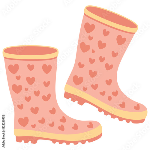 Patterned waterproof work boots seasonal protective shoes isolated vector illustration on white background