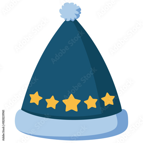 Star decorated nightcap for sleeping bedtime accessory isolated vector illustration on white background
