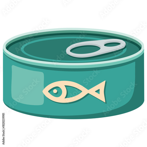 Canned fish products for camping meals sardine mackerel tuna isolated vector illustration on white background