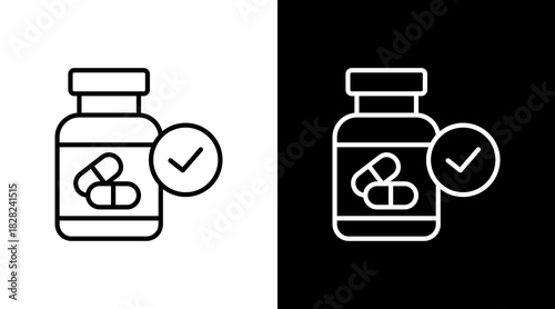 Medicine Bottles White Icon Set Design