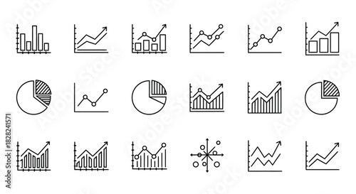 A versatile collection of thin line icons representing Chart