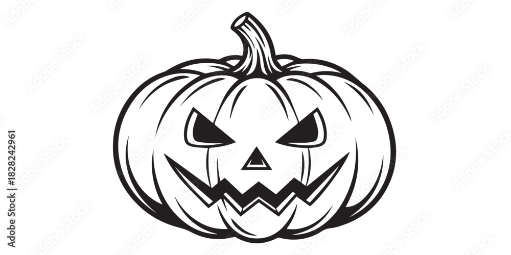 Fototapeta premium Bold black and white illustration of a pumpkin with smooth clean outlines