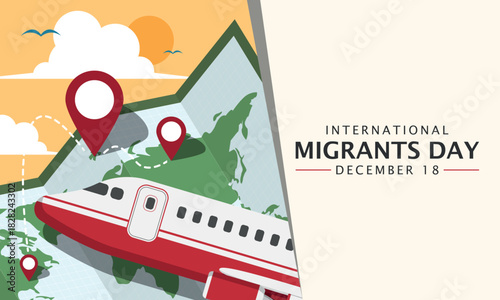 International Migrants Day Poster. Migration by air