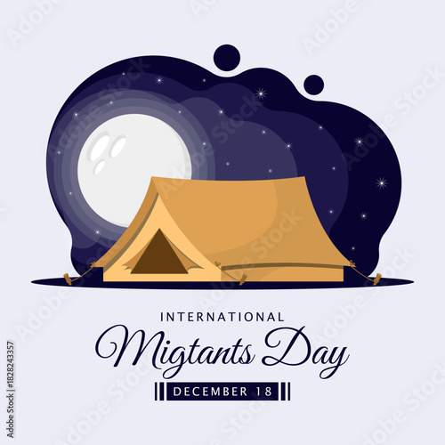 International Migrants Day Poster. Migrant tents