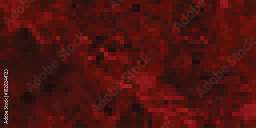 Pixelated abstract background in shades of deep red and black, with a mosaic-like pattern and subtle variations in tone creating a textured visual effect