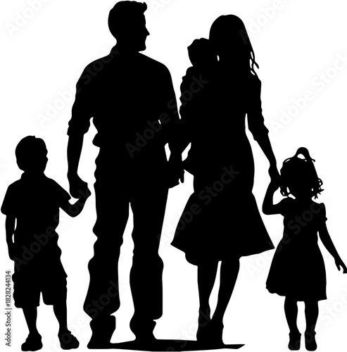 silhouettes of family mother father and family