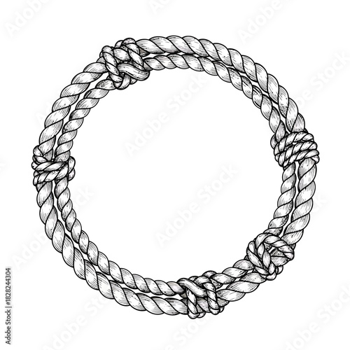 Circular Rope Border Illustration with Knots