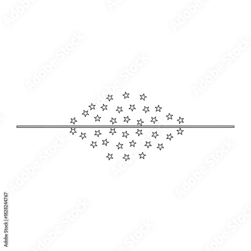 Diamond Shape Formation with Star Symbols, Balanced Horizontal Line, Abstract Composition on White Background, Minimalist Aesthetic