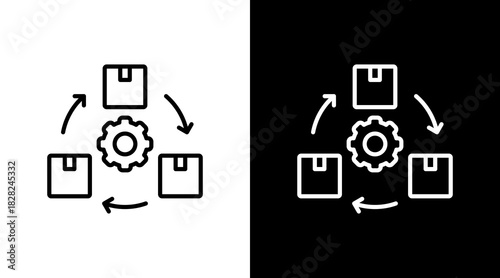 Product Lifecycle Management White Icon Set Design