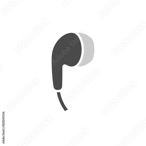 Minimal Earbud Icon Simple Curved Form Solid Colors