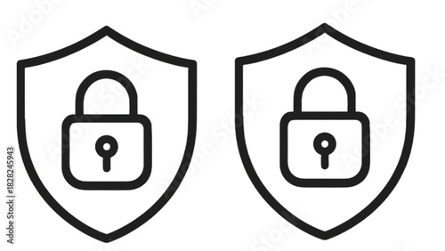 Cybersecurity shield with closed lock for safety and protection concepts