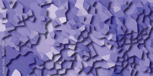 Abstract geometric mosaic pattern in shades of purple with a layered 3D effect and soft shadows creating a modern and sophisticated background for digital design