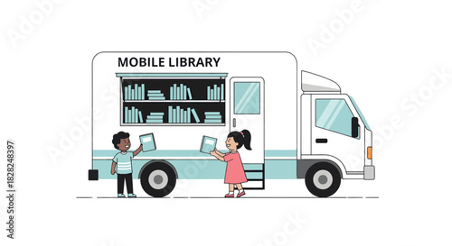 Inspiring Young Readers with Mobile Library Book Truck, Promoting Literacy and Community Engagement, Ideal for Educational Programs and Children's Literature