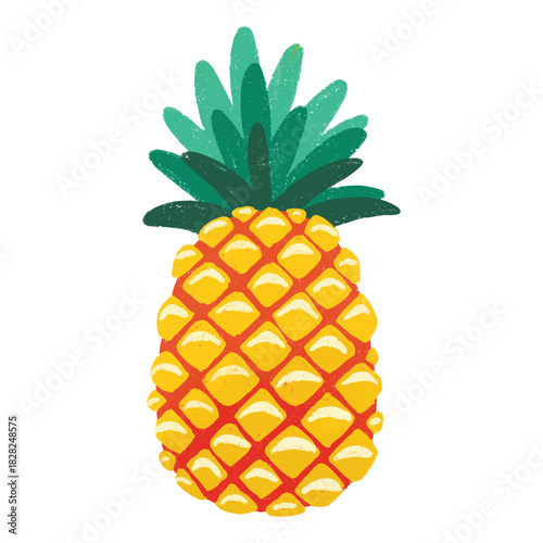 Cute pineapple fruit crayon illustration symbol icon sticker