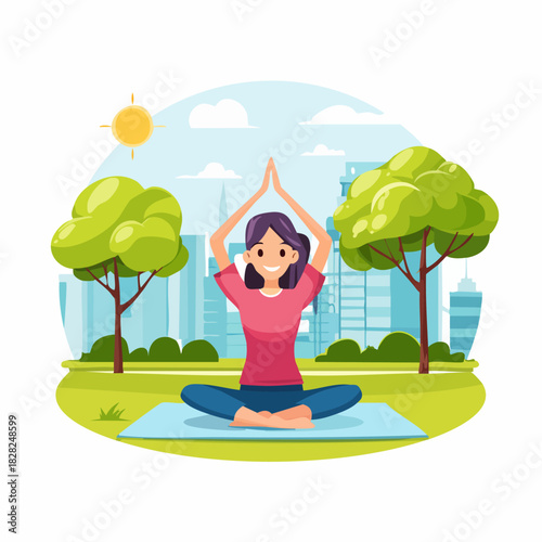 Individual practicing yoga outdoors in park.
