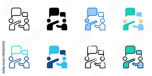 Negotiation icon set multiple style vector collection
